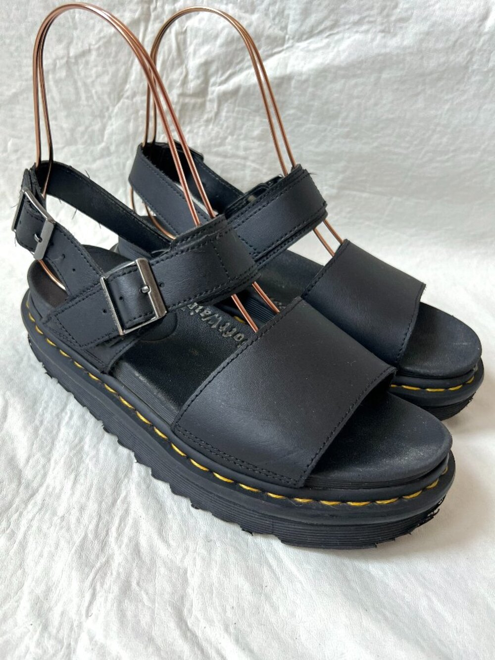 Dr Martens sandals Voss womens size 7 black leather ankle strap chunky docs doc